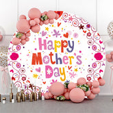 Lofaris Red Heart Colorful Floral Round Mothers Day Backdrop